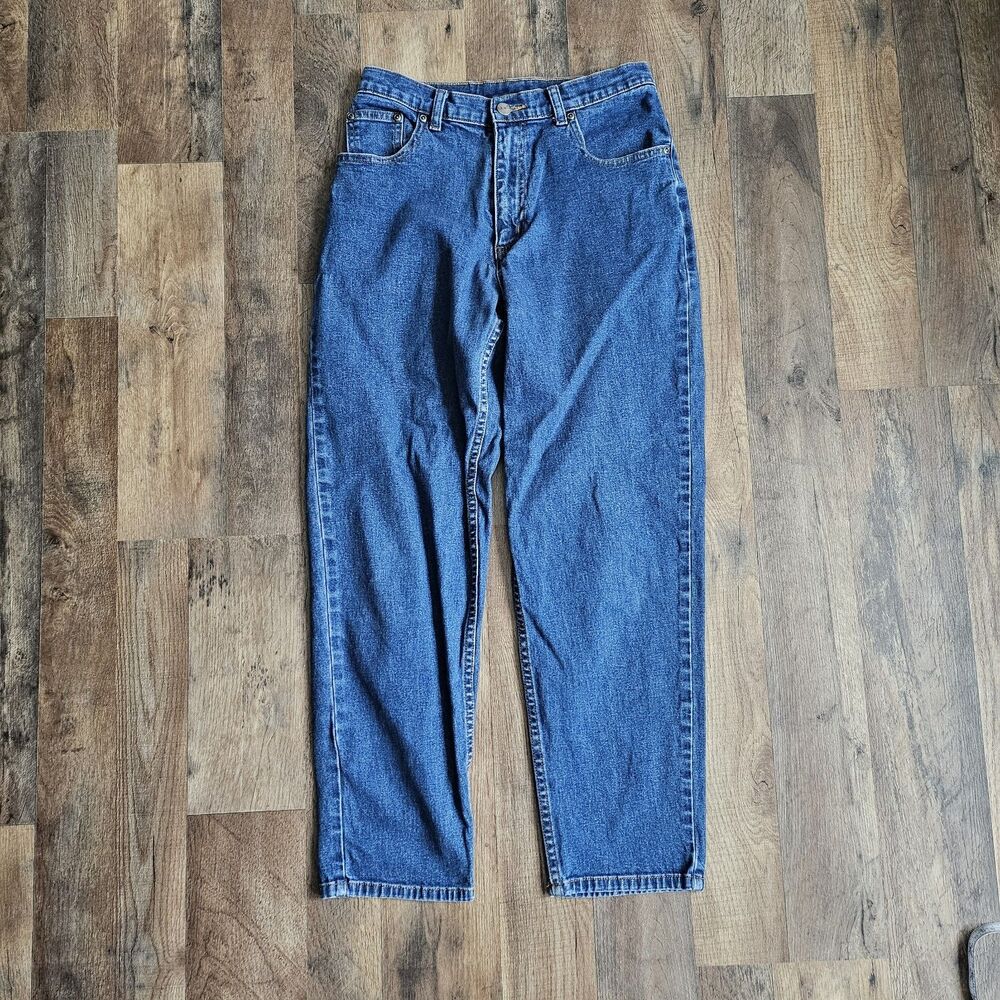 L.L. Bean Double L Jeans Womens 8 PET Blue High Rise Tapered Leg Stretch Denim